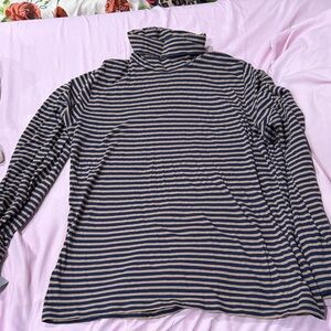 J. Crew Navy and Tan Striped Long Sleeve Tee